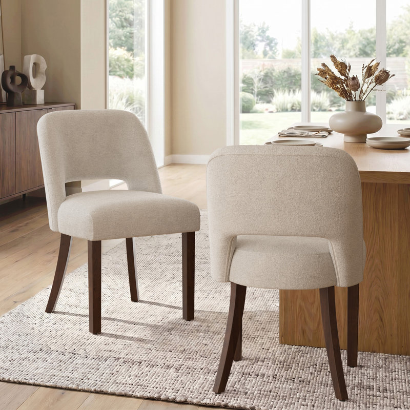 Chaise de salle à manger rembourrée à dossier, Beige