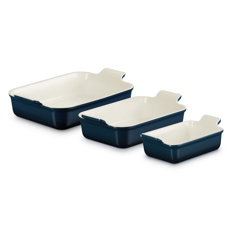 Le Creuset Stoneware Heritage 3-Piece Rectangular Baking Dish Set -  Nuit