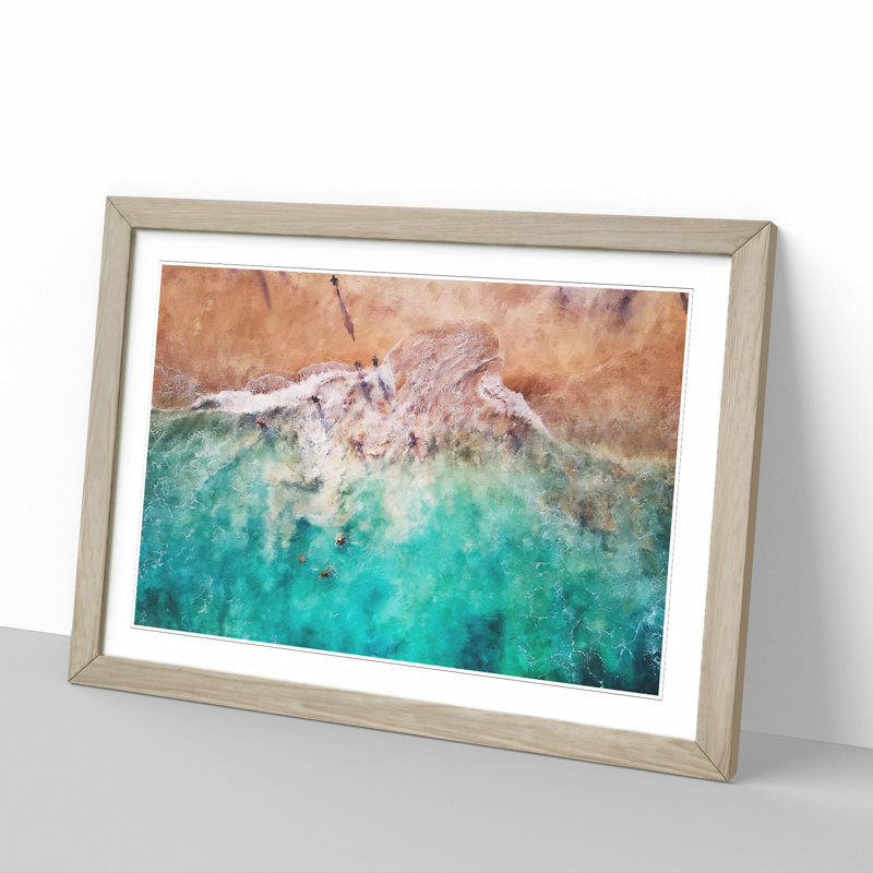 Bias Tugel Beach in Bali - Picture Frame Painting, 27cm H x 36cm W x 2cm D, Oak Framed