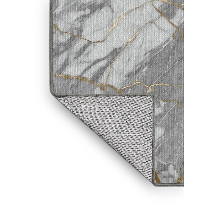Machine Washable Gray Area Rug, Round 7'