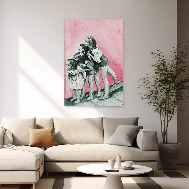 Reproduction d'art abstrait rétro Sœurs, H 60 po x l 40 po