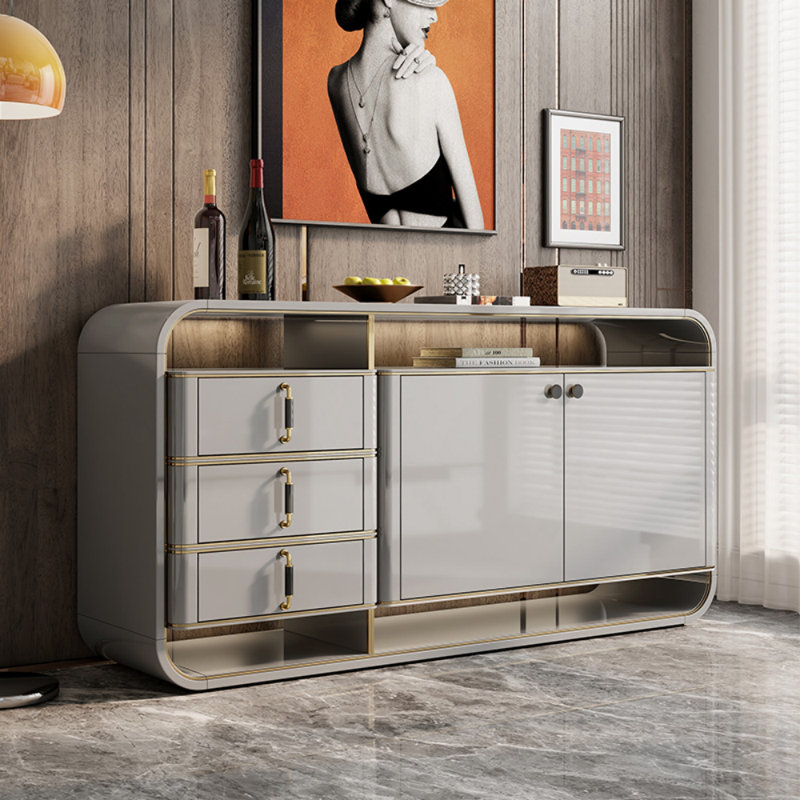Buffet clair luxueux, H 33,46 po x l 62,99 po x P 16,93 po, Gris clair