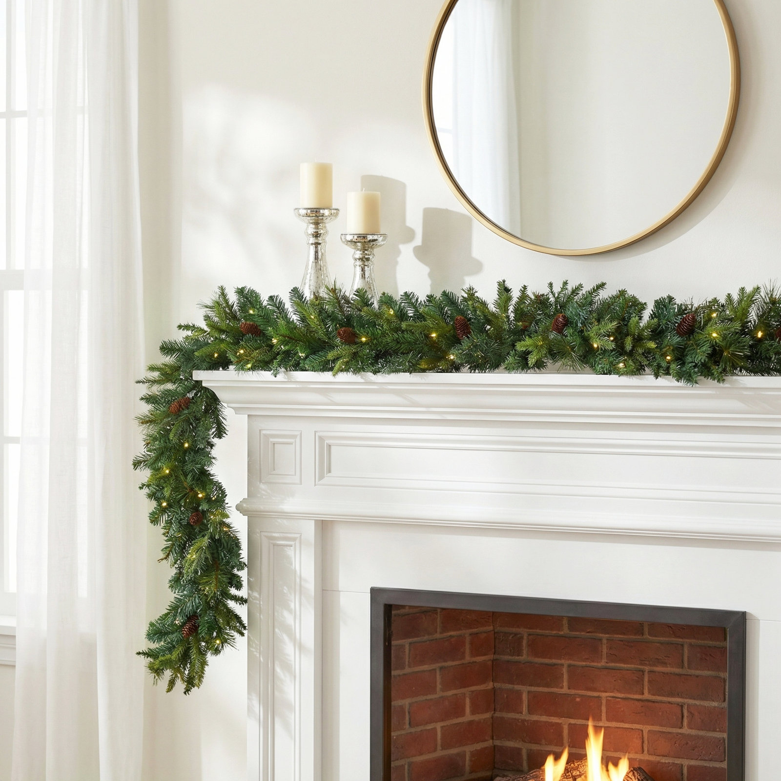 5'' in. Lighted Faux Pine Garland
