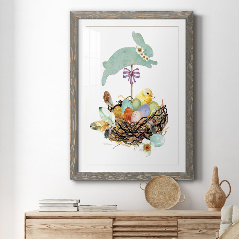 Bunny Hop - impression encadrée, H 31,5 po x l 23,5 po x P 1,5 po, Toile avec cadre gris