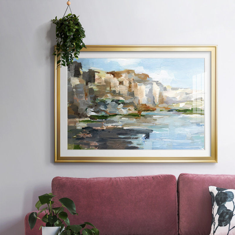 Western Cliff I, impression sur papier encadrée, H 19 po x l 27 po x P 1,5 po, Or