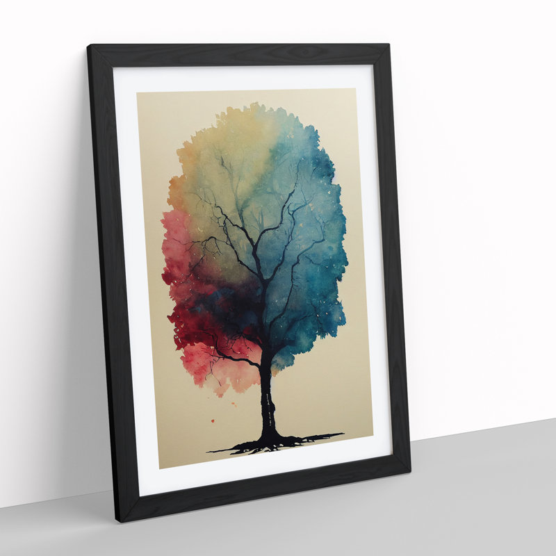 Tree No.3 - Single Picture Frame Painting, Black, 64cm H x 46cm W x 2cm D
