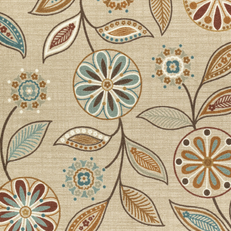Tapis beige à motif floral Viper, Rectangle 5 pi x 7 pi