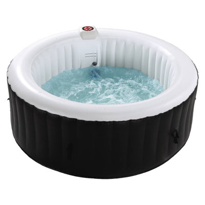 Freeport Park 240V 6 Person - Person 130 - Jet Vinyl Round Plug And Play Hot Tub in Black