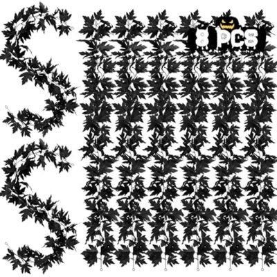 Paquet de 8 guirlandes d'Halloween pour l'extérieur, guirlande de feuilles d'automne noires de 47,2 pi, décorations d'automne suspendues artificielles pour la maison, guirlandes d'automne pour l'automne