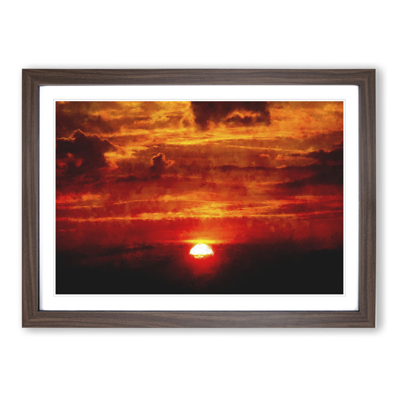Red and Orange Sunset - Framed Print, 36cm H x 48cm W x 2cm D, Walnut Framed