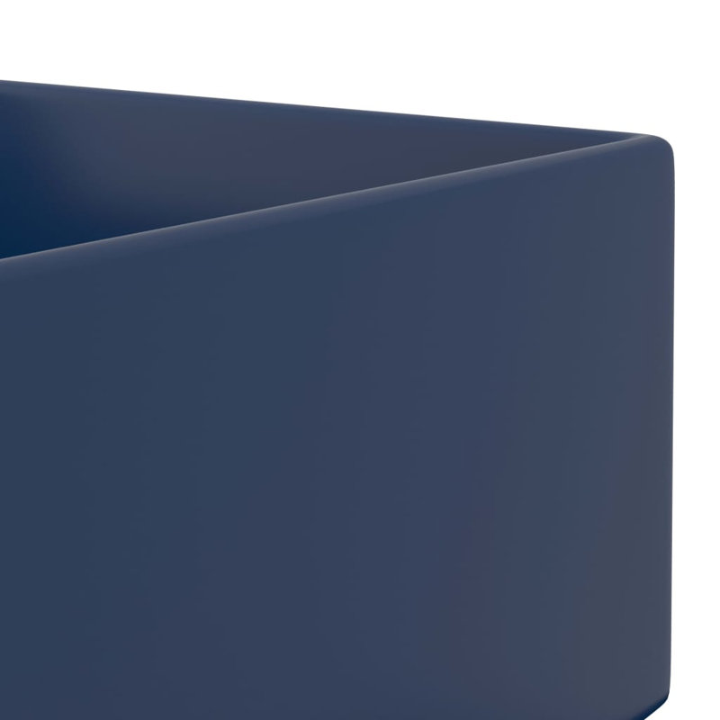 Belfry Bathroom Kettering 480mm L x 250mm W Ceramic Rectangular Sink with Overflow, Dark Blue