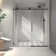 Brushed Nickel Frameless One Fixed And One Shifted Shower Door,Stainless Steel Large Pulleys With Adjustable Soft Closing Function