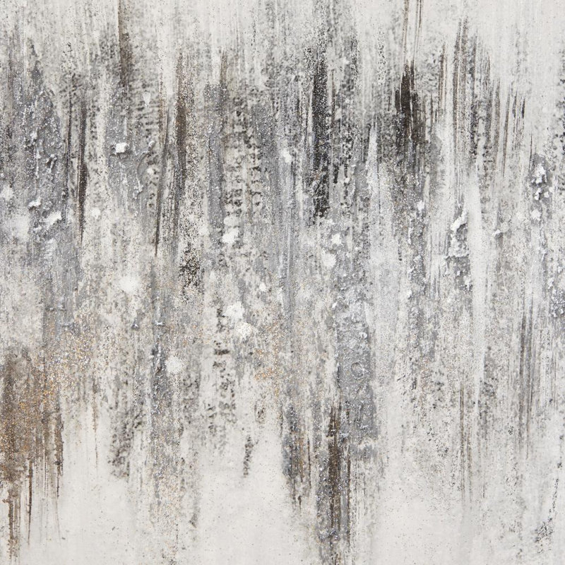 Toile abstraite, art mural encadré gris avec cadre argenté