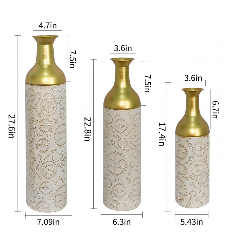 Ensemble de 3 grands vases de plancher cylindriques pour fleurs artificielles, 24 à 32,3 pouces