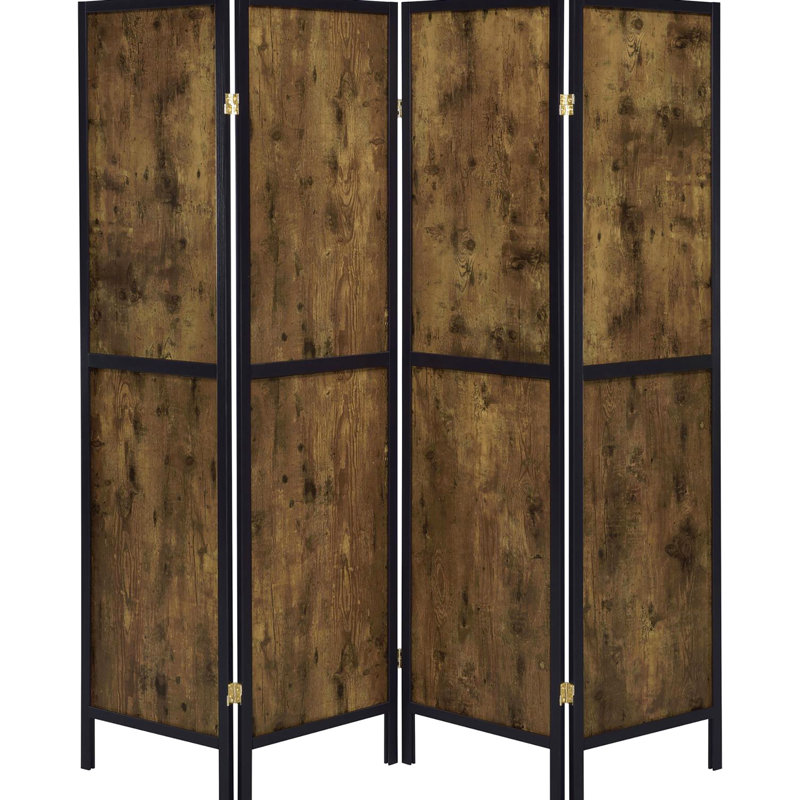 Rustic 4 Folding Screen, Antique Nutmeg Colour, Great For Dividing A Shared Bed Or Living Space In Way Home, 69.98 Inches High Space,