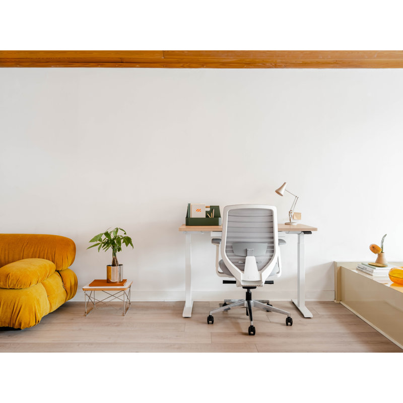 Duo Standing Desk, Woodgrain, 47.3" H x 48" W x 24" D, White