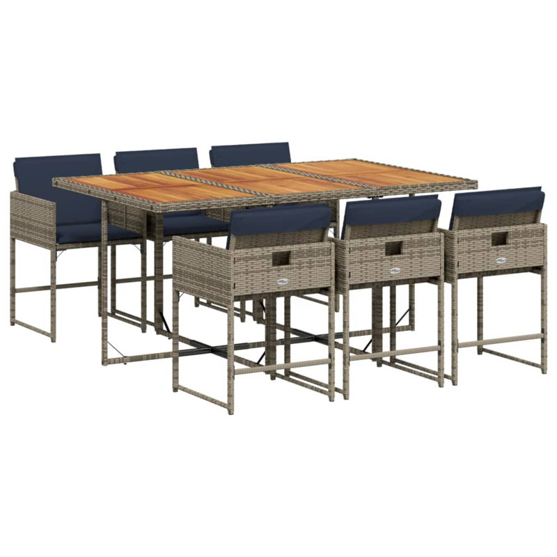  Garden Dining Set Grey And Brown, Gray, Navy Blue