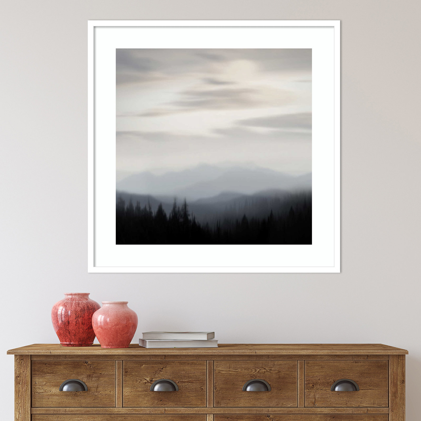 Mountain Vista II by Madeline Clark, White Framed Paper, 33.12" H x 33.12" W x 0.88" D