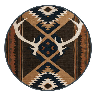 Washable Antler Southwestern Area Rug