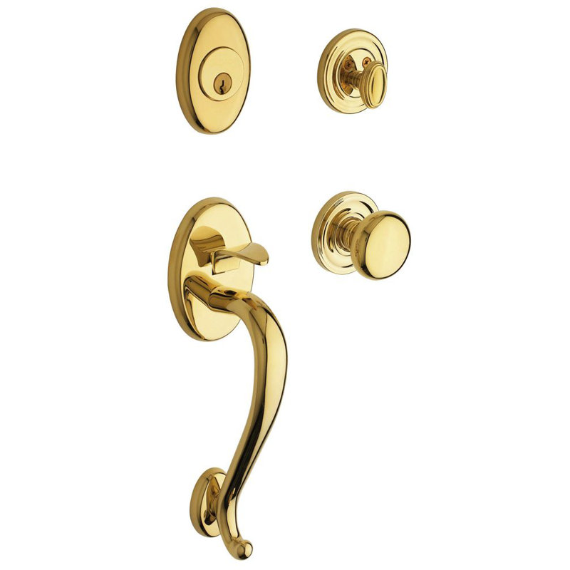 Logan Single Cylinder Handleset with Classic interior Knob, No, Lifetime Polished Brass