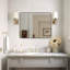 Contemporary Rectangle Bathroom Vanity Mirror | Stainless Steel Thick Frame-336024006-357028175