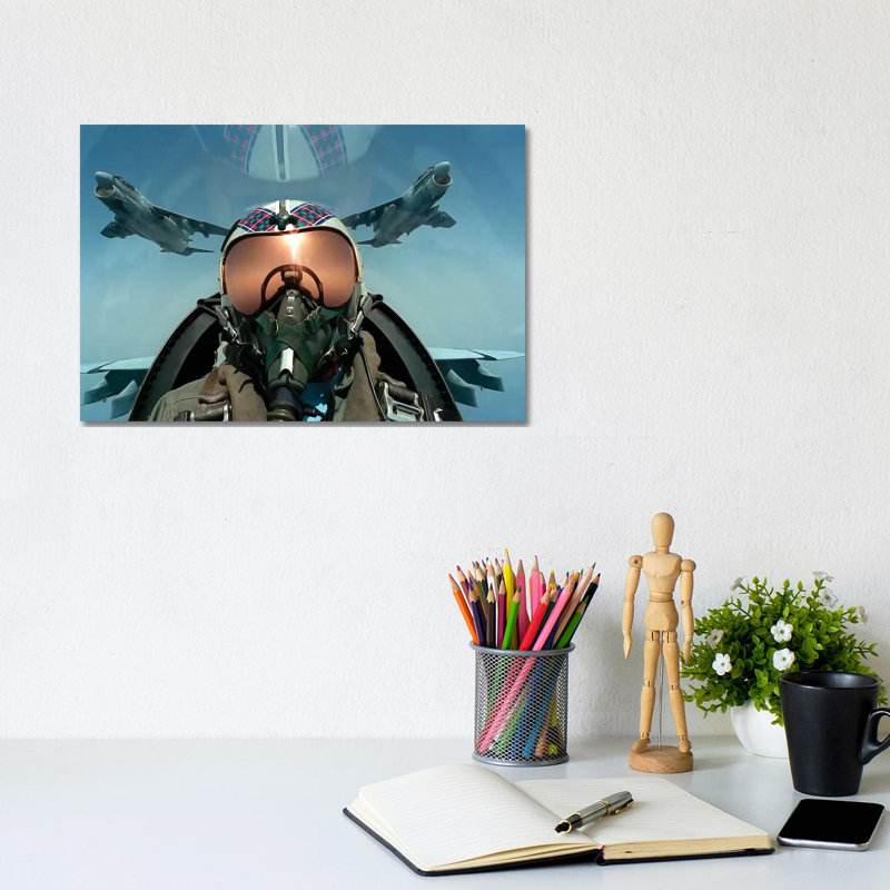 A Pilot Takes A Self Portrait From The Cockpit Of An A-7 Corsair II Aircraft by Stocktrek Images - Wrapped Canvas Print