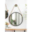 Miroir rond suspendu tendance avec cadre noir et sangle de corde-756600727