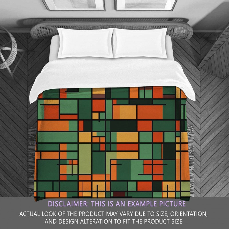 Checkered Duvet Cover, Twin Comforter, Green/Orange