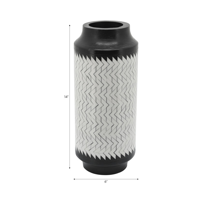 Decorative Resin Wood Polyresin MDF Vase with Sculpted Surface Design and Boho-Inspired Casual Aesthetic for Modern Accent Decor Display and Contemporary Art Style Interior Decoration Piece