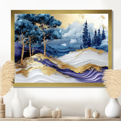Golden Trees Aurora Over The Marble Peaks IV - Paysages, art mural pour le salon