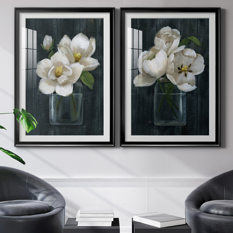 «Chalkboard Beauty I», ensemble de 2 reproductions d'art, Papier encadré noir, Blanc, H 30,5 po x l 85 po x P 1,5 po