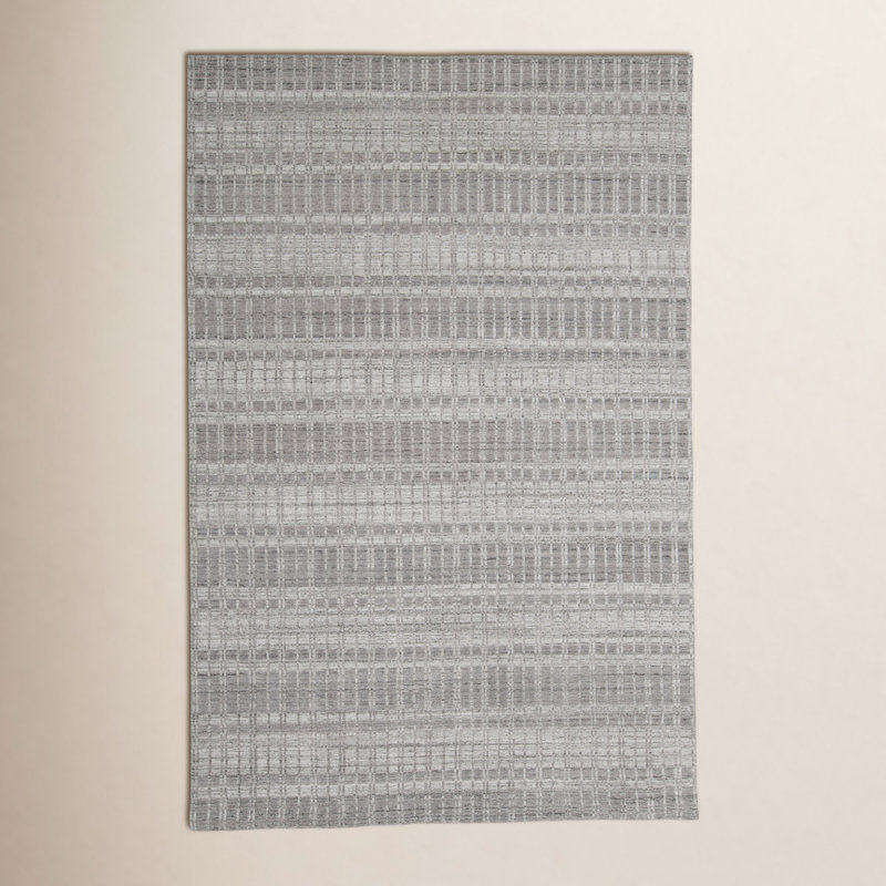 Adriann Geometric Handmade Gray Area Rug, Rectangle 3'6" x 5'6"