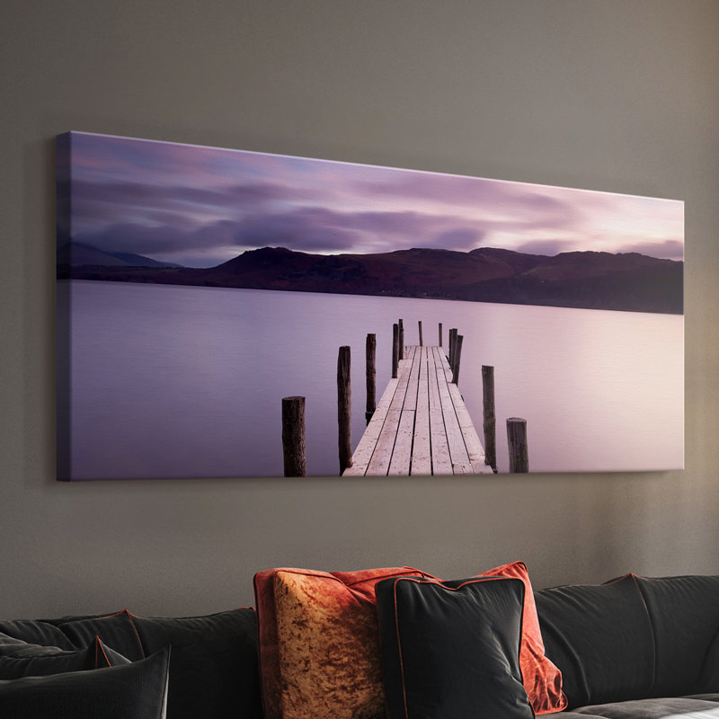 Jetée Brandelhow Bay, Derwentwater - Toile tendue avec châssis - Prêt à accrocher, H 12 po x l 30 po