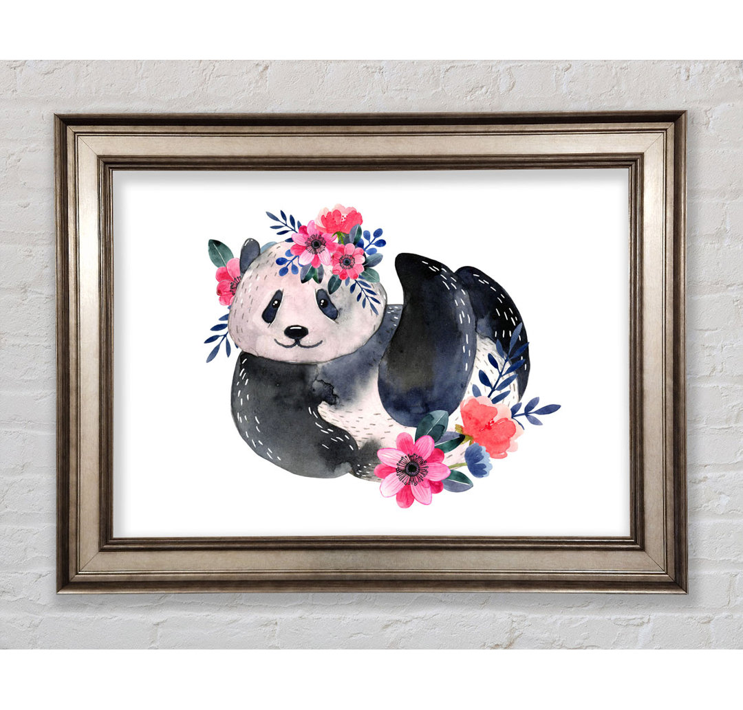 Cute Floral Panda - Einzelner Bilderrahmen Kunstdrucke