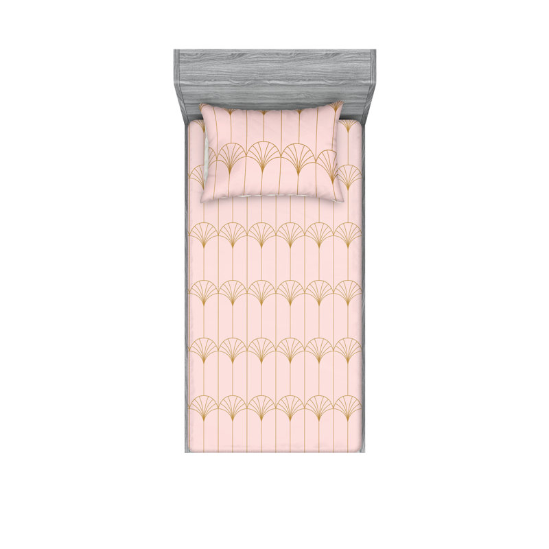Microfiber Geometric Sheet Set, Blush, Twin Sheet Set with 1 Pillowcase