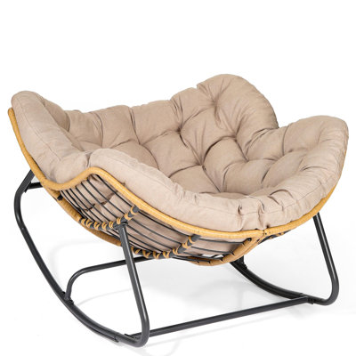 Outdoor Steel Rocking Chair With Cushion by Bay Isle Home