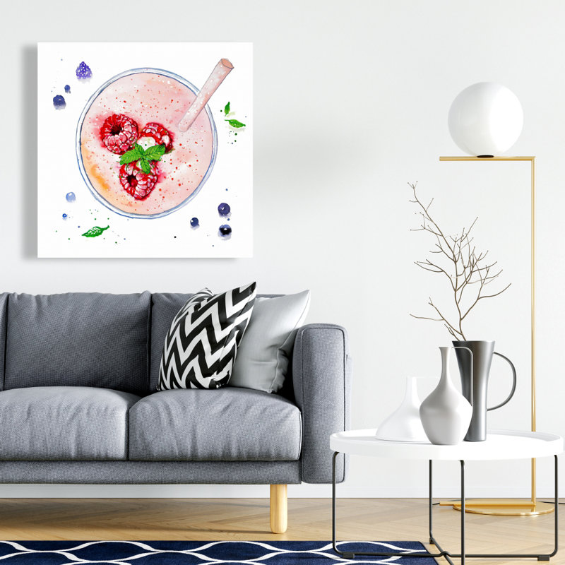 Strawberry & Raspberry Smoothie Canvas - Kitchen Wall Decor, 24" H x 24" W