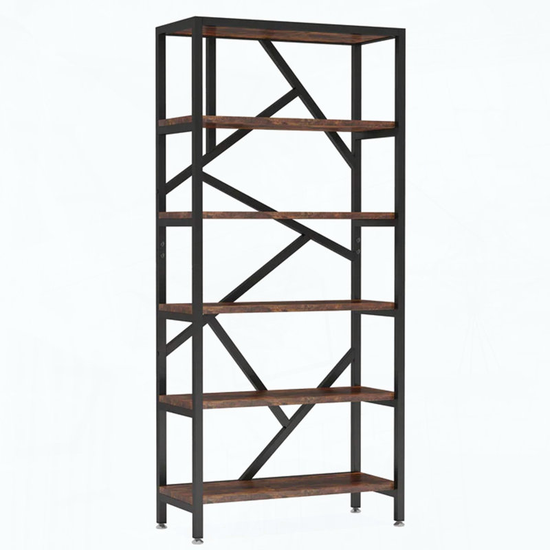 6-Tier Industrial Bookshelf with 300 lb Capacity
