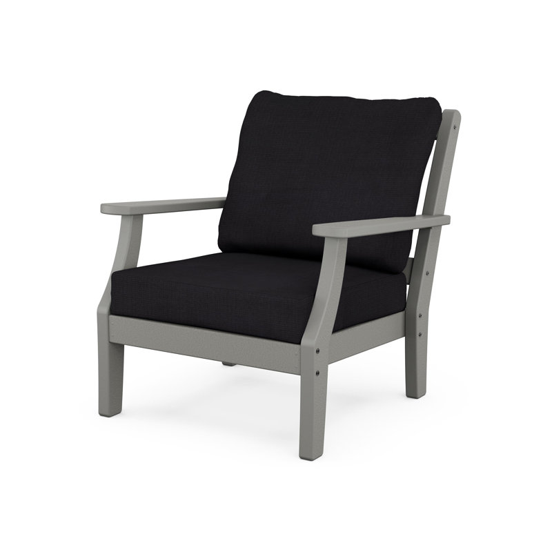 Chinoiserie 4 - Person Outdoor Seating Group with Cushions, Gray, Black