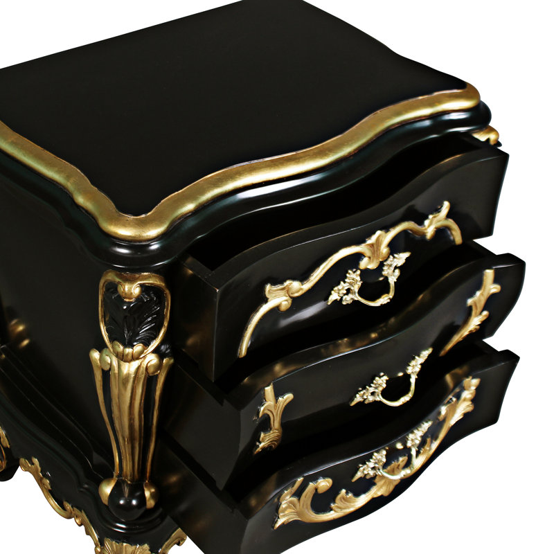 Rococo Viennese 27'' Tall 3 - Drawer End Table