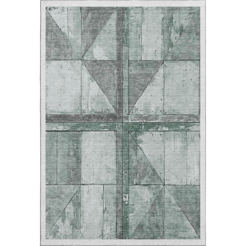 Premium Machine Washable Crestover AMF1876 Geometric Rug, Rectangle 9' x 12'