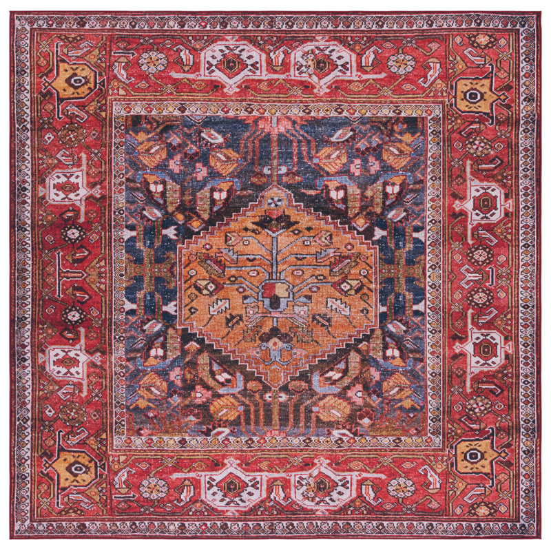 Tapis bleu marine / rouille Gullion Southwestern, Rectangle 6 pi x 8 pi