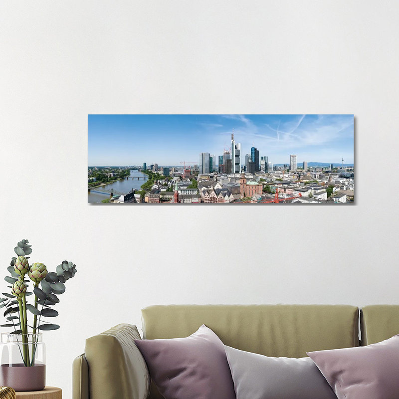 View Of The Central Business District In Frankfurt Am Main, Hesse, Germany by Jan Becke - Wrapped Canvas Panoramic Print