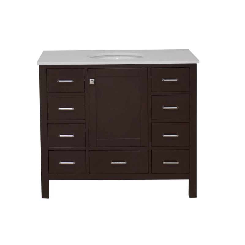 Ensemble de meuble-lavabo simple 42 po Claudett, Chocolat, Blanc d'ingénierie