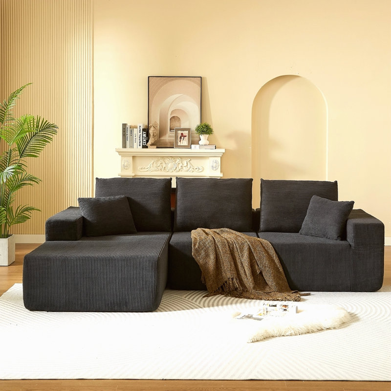 Canapé modulaire modulaire avec méridienne, canapé-lit en forme de L moderne avec assise profonde, canapé modulaire pour le salon, la chambre à coucher, le bureau, aucun assemblage requis