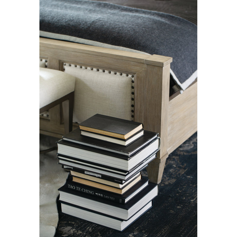 Beige Upholstered Queen Sleigh Bed with Nailhead Trim