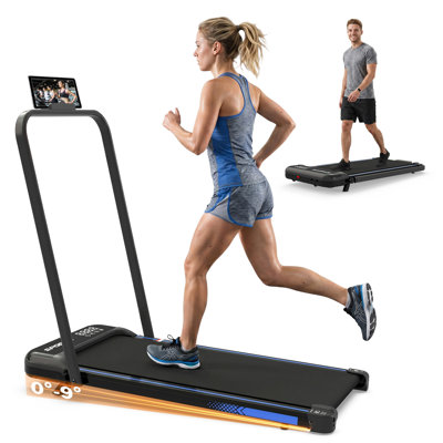 3 in 1 Foldable Under Desk Treadmill with 9% Incline & Handle Bar, 2.5HP Quiet Portable Walking Pad for Home Office, LED Display & Remote Control, Black