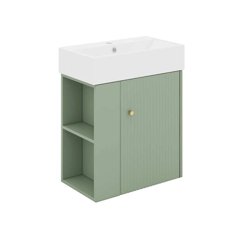 Meuble-lavabo flottant 21,6 po avec lavabo, rangement ouvert à gauche, Vert