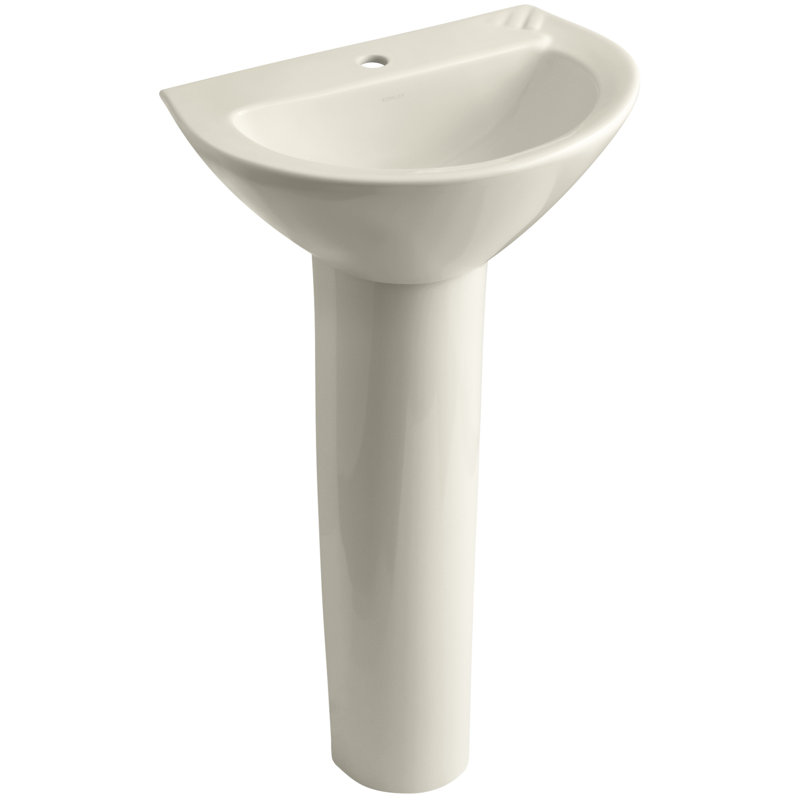 Parigi® Ceramic 20" Pedestal Bathroom Sink, Almond, Single
