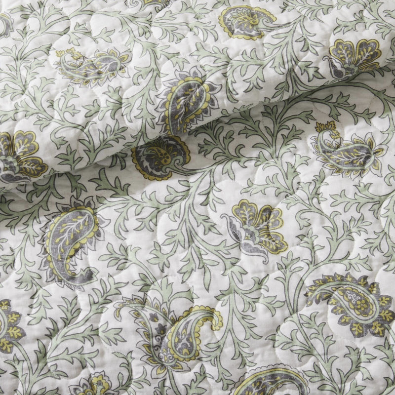 6 courtepointe sauge avec coussins décoratifs - double / grand, coton et literie élégante